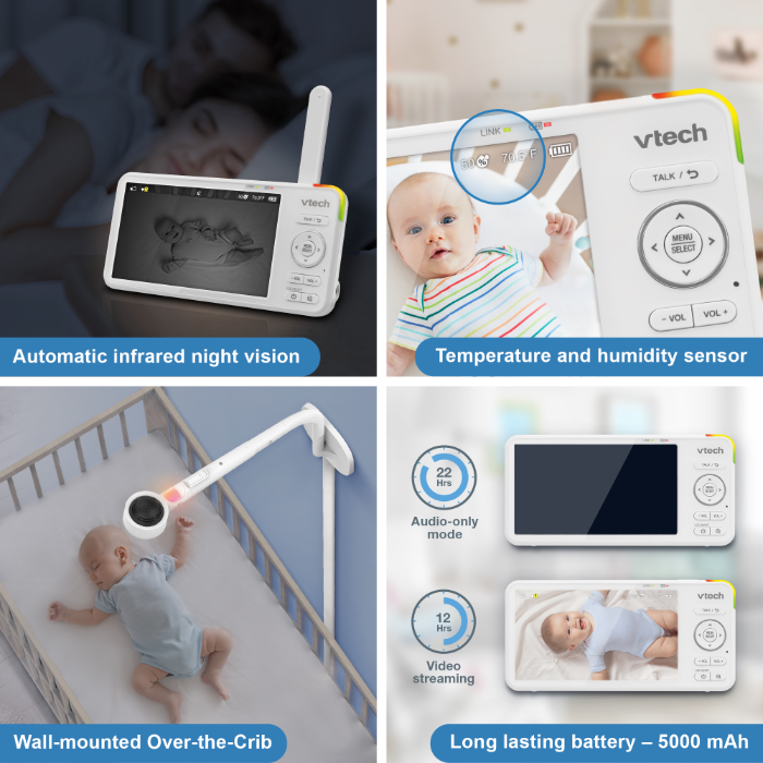 VTech VC2105 5” HD Screen Smart Nursery Over-the-Crib Mount Monitor