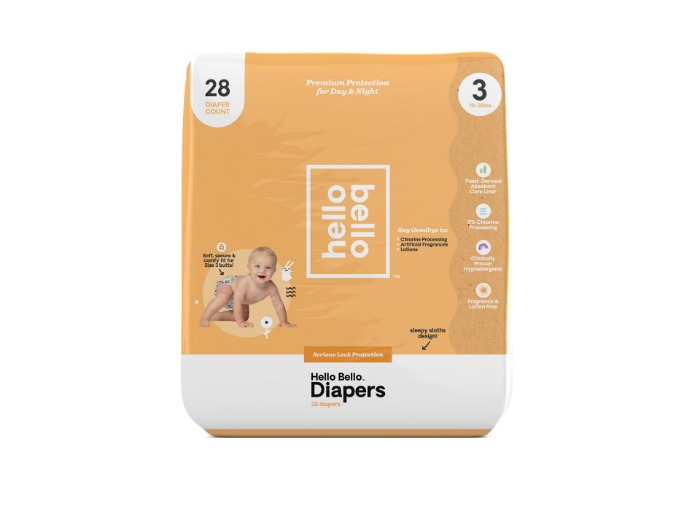 5 Packs of 35 Hello Bello Baby Diapers Super Absorbent & Hypoallergenic Baby Diapers Teachers Pet Pattern 175 Count Size Newborn 