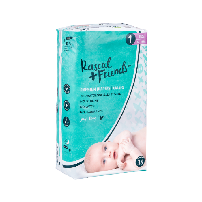 Rascal + Friends Premium Nappies Unisex Newborn Size 1 Review, Disposable  nappy